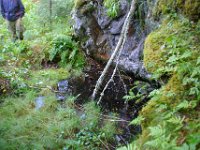Gjeldalsgruva er nå fylt med stein og vann